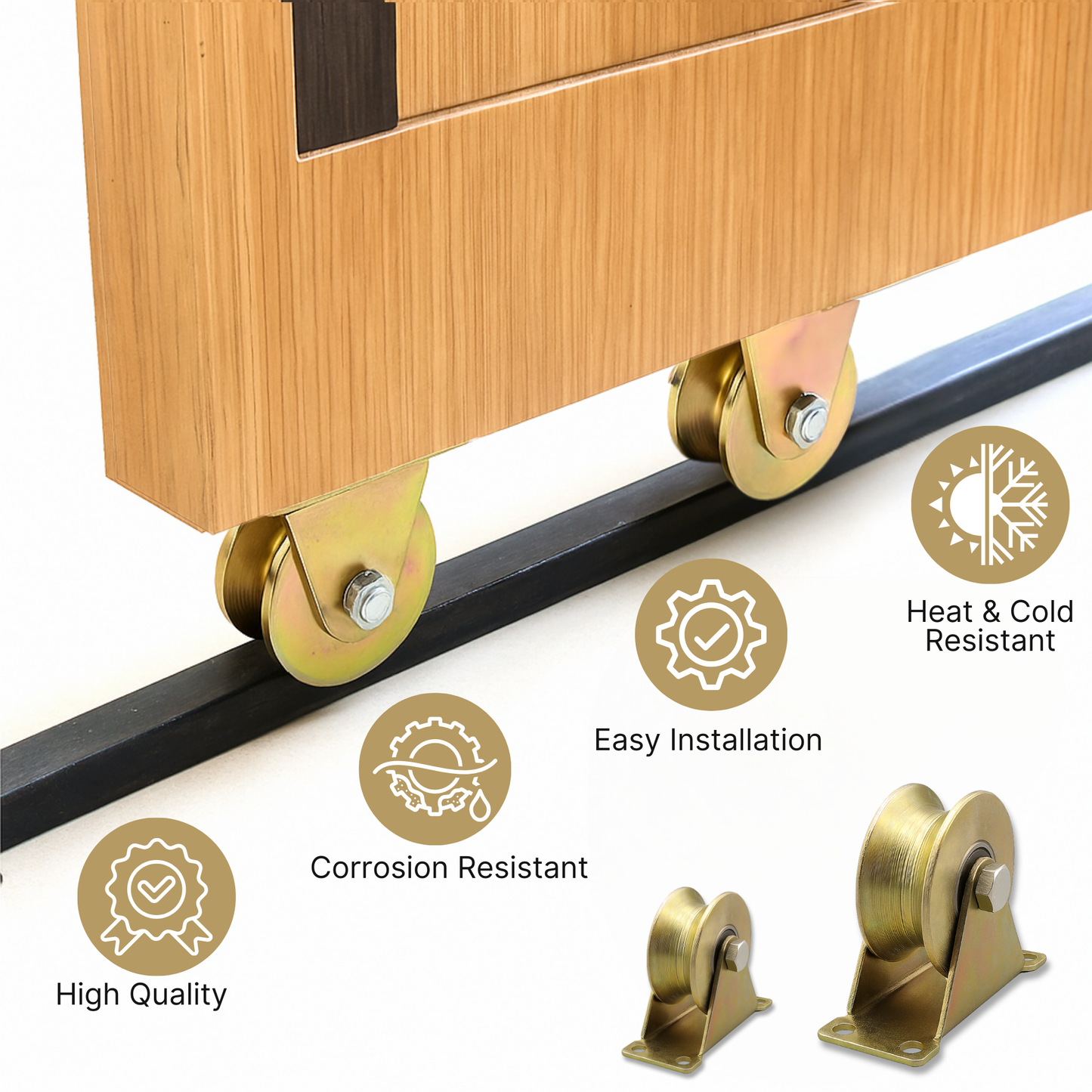 KC Hardware Stainless Steel U-Groove Wheel Pulley, Sliding Gate Rollers with Brackets, Rolling Gate Wheels, Heavy Duty Rigid Rollers for Inverted Track- 2 Inch, Load Capacity 660 LB, Pack of 8