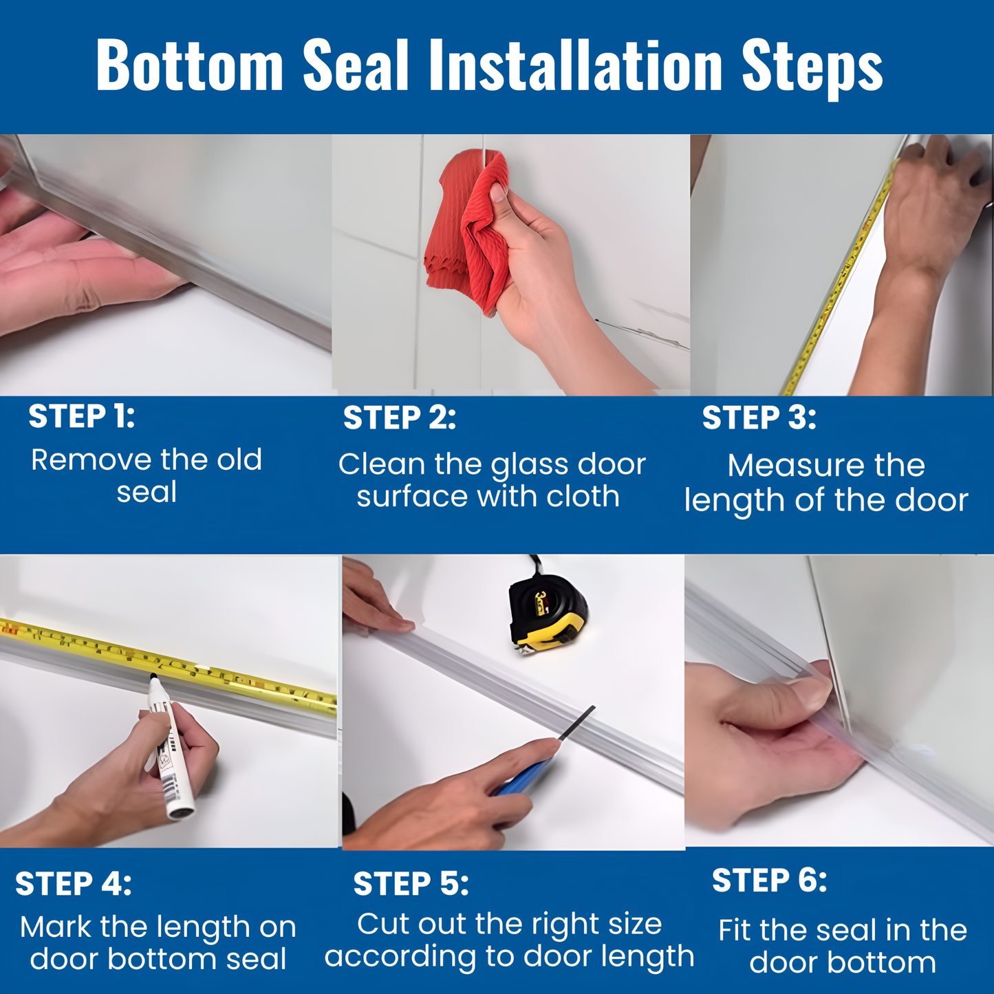 KC Hardware 95 Inch Frameless Shower H Side Seal Strip & 95 Inch Door Bottom Seal for 3/8 Inch (10mm) Thick Glass – Stops Water Leakage & Leaks – Clear