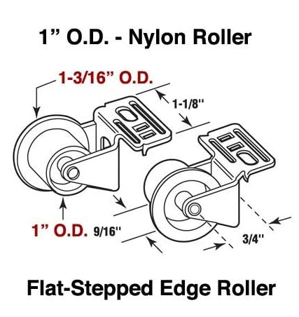 KC Hardware Nylon Drawer Guide Rollers Assembly, Kitchen Drawer Slide Rollers, Nylon Wheels with Steel Bracket - 1" Diameter - Pack of 4