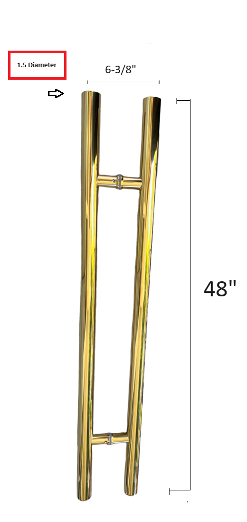 Stainless Steel H Shaped Push Pull Door Handles, Double Sided Door Pulls, Commercial Pull Door Handle for Sliding Doors and Entry Glass Doors- Polished Gold