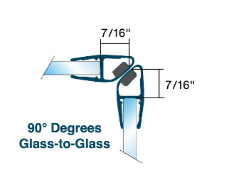 KC Hardware Set of 2 Magnetic Shower Door Seal for 3/8" Glass Shower Doors- 90 Deg Outswing Door- 95" Length