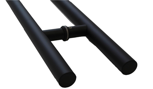 Black Stainless Steel Round H-Shaped Push Pull Door Handles, Double Sided Door Pulls, Commercial Pull Door Handle for Sliding Doors and Entry Glass Doors- 24 Inch.