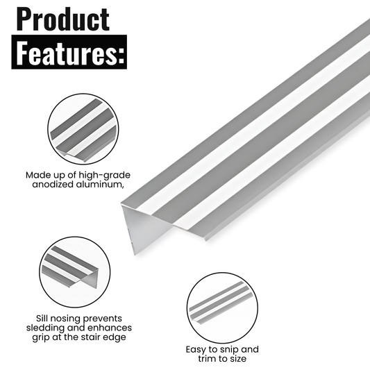 KC Hardware 2-3/4" X 1-1/2" SILL Nosing Aluminum Stair Nosing Stair Edge Protector - Mill 36" length.