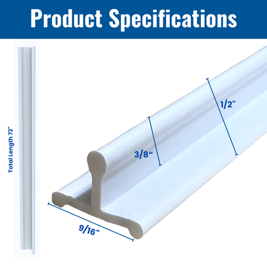 KC Hardware Vinyl Sliding Screen Door Track, Sliding Door Bottom Track Replacement, Patio Screen Door Guide- Flat White Vinyl- 72 Inches
