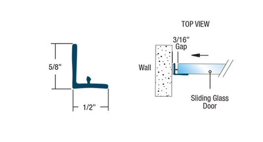 KC Hardware L-Shape Jamb Seal Bumper, Shower Door Bottom Seal for 3/8" and 1/2" Shower Doors - 95" Length