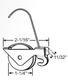 KC Hardware 1-1/4" Steel Ball Bearing Center Groove Sliding Screen Door Spring Tension Roller, Delrin Bushing
